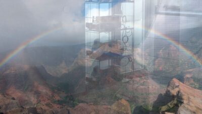 Himmel Erde dazwischen 156x9056 mit rand regenbogen